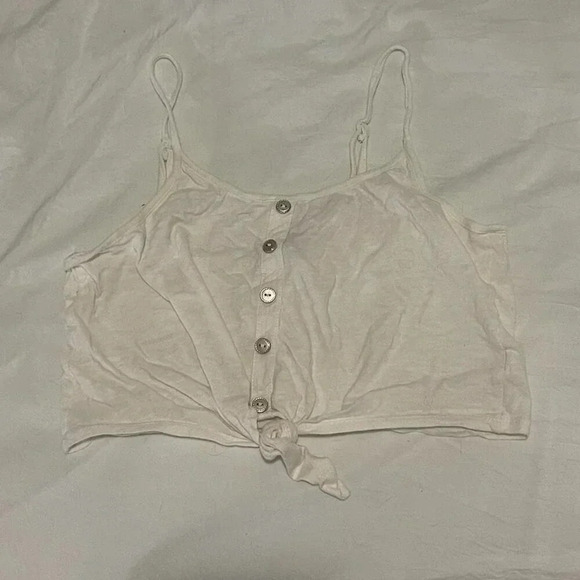 Charlotte Russe Cream Tie Front Crop Tank Top Women's Size Small - Picture 1 of 4